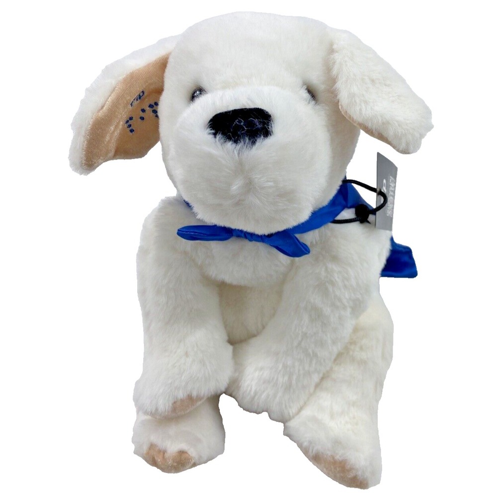 White Plush Super Soft Puppy NEW with TAGS Tactile Braille Inside Ear 16"x8"x6" - Picture 15 of 15